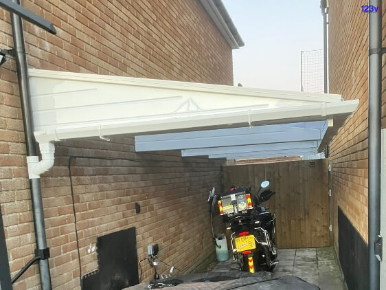 After our White GRP Cantilever Carport installed in Plymouth