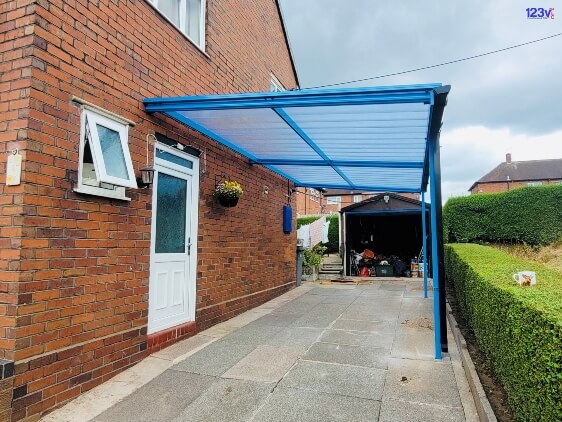 After Bespoke Aluminium Carport in Blue, Stoke on Trent by 123v