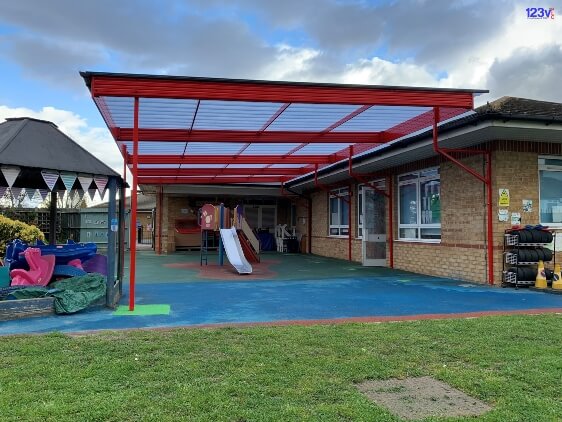 RAL 3020 Lean To School Canopy