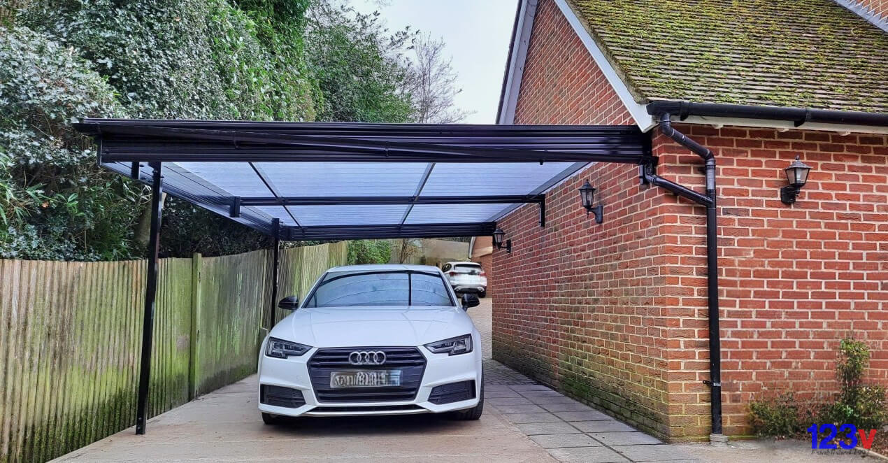 123v Lean to Carports in black