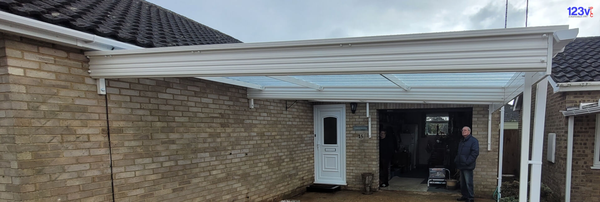 White Lean To Car Canopy with 240mm beam