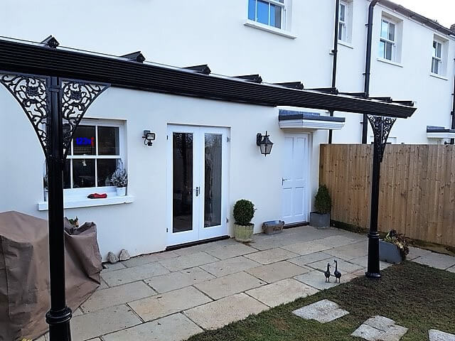 Black Traditional Veranda with Victorian Spandrels near Portsmouth in Hampshire England
