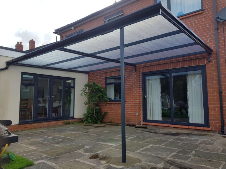 Grey Patio Canopy Veranda in Southport Merseyside Northwest England UK