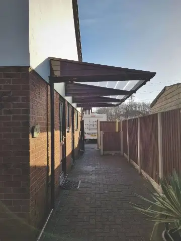 Brown Cantilever Door Canopy in Preston Lancashire