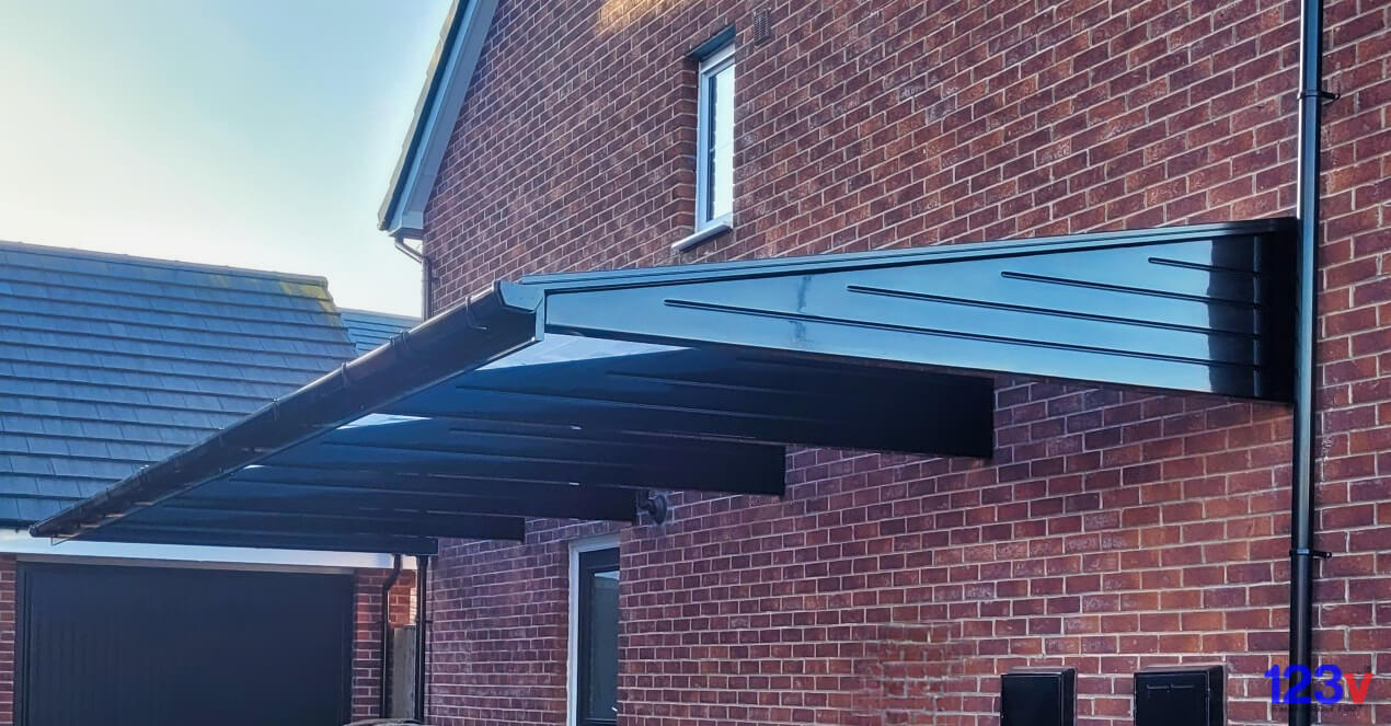 GRP Cantilever Carports in Black by 123v Cheshire Chester