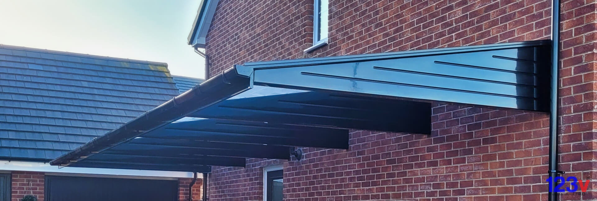 Black GRP Cantilever Carport in Cheshire by 123v