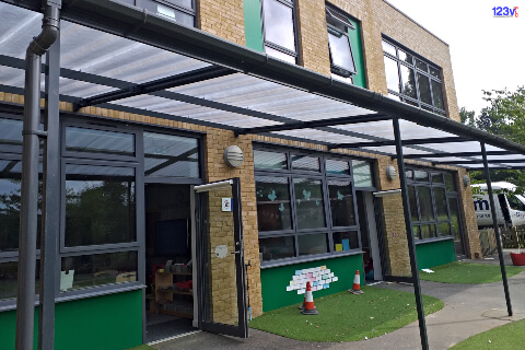 Large School Tradituional Walkways Entrance