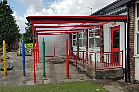 Red School Canopy in Manchester, England