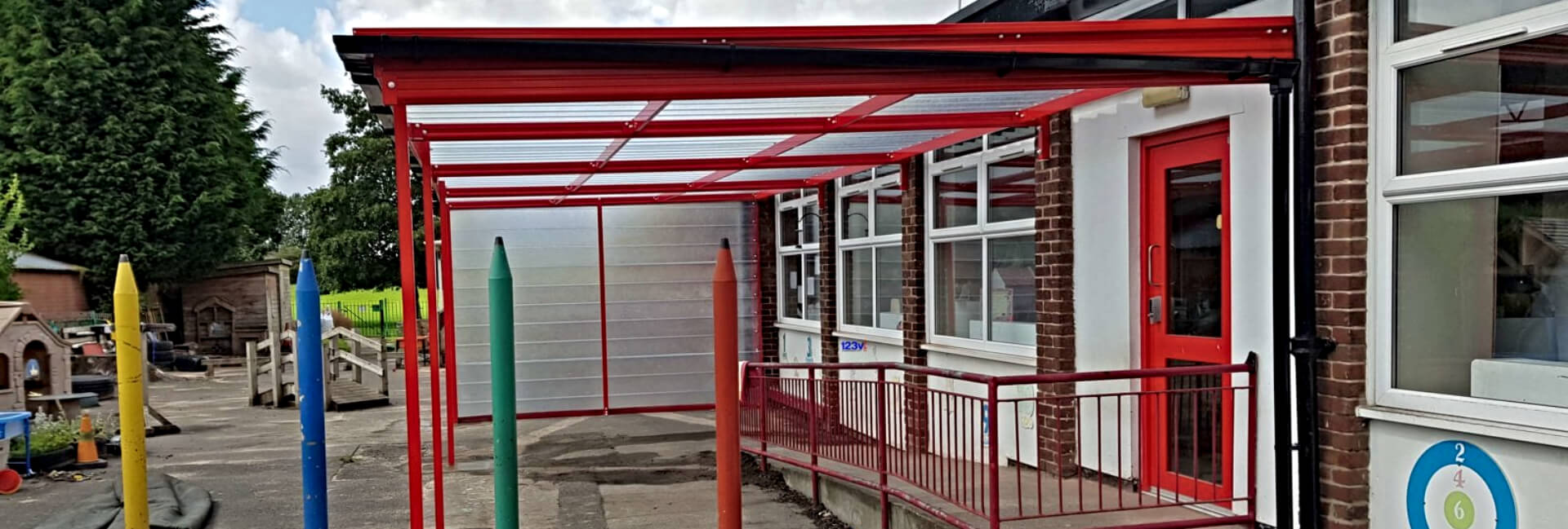 Red School Canopy in Manchester, England