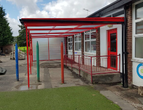 Red School Canopy in Manchester, England