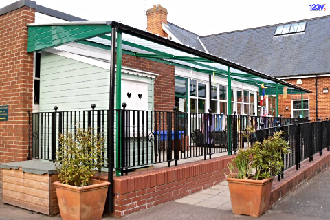 covered area outside classroom canopy