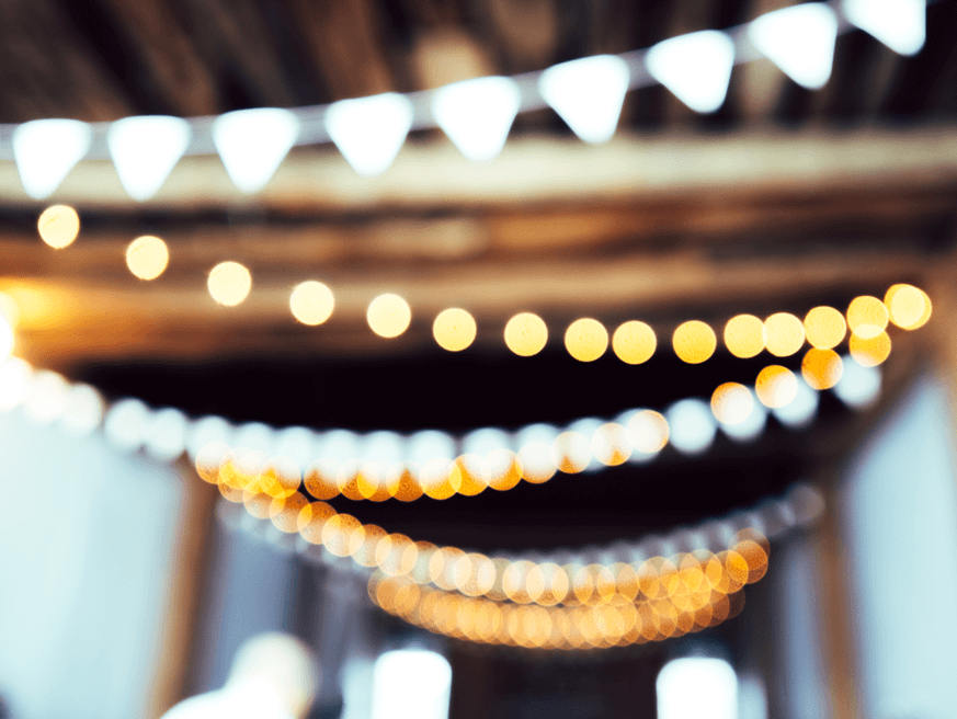 fairy lights under a canopy