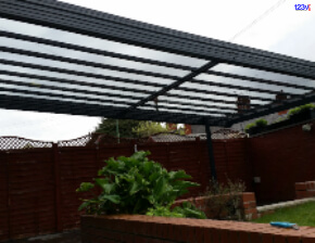 Large Graphite Grey Glass Traditional Canopy