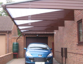 Long Brown Cantilever Carport in Surrey