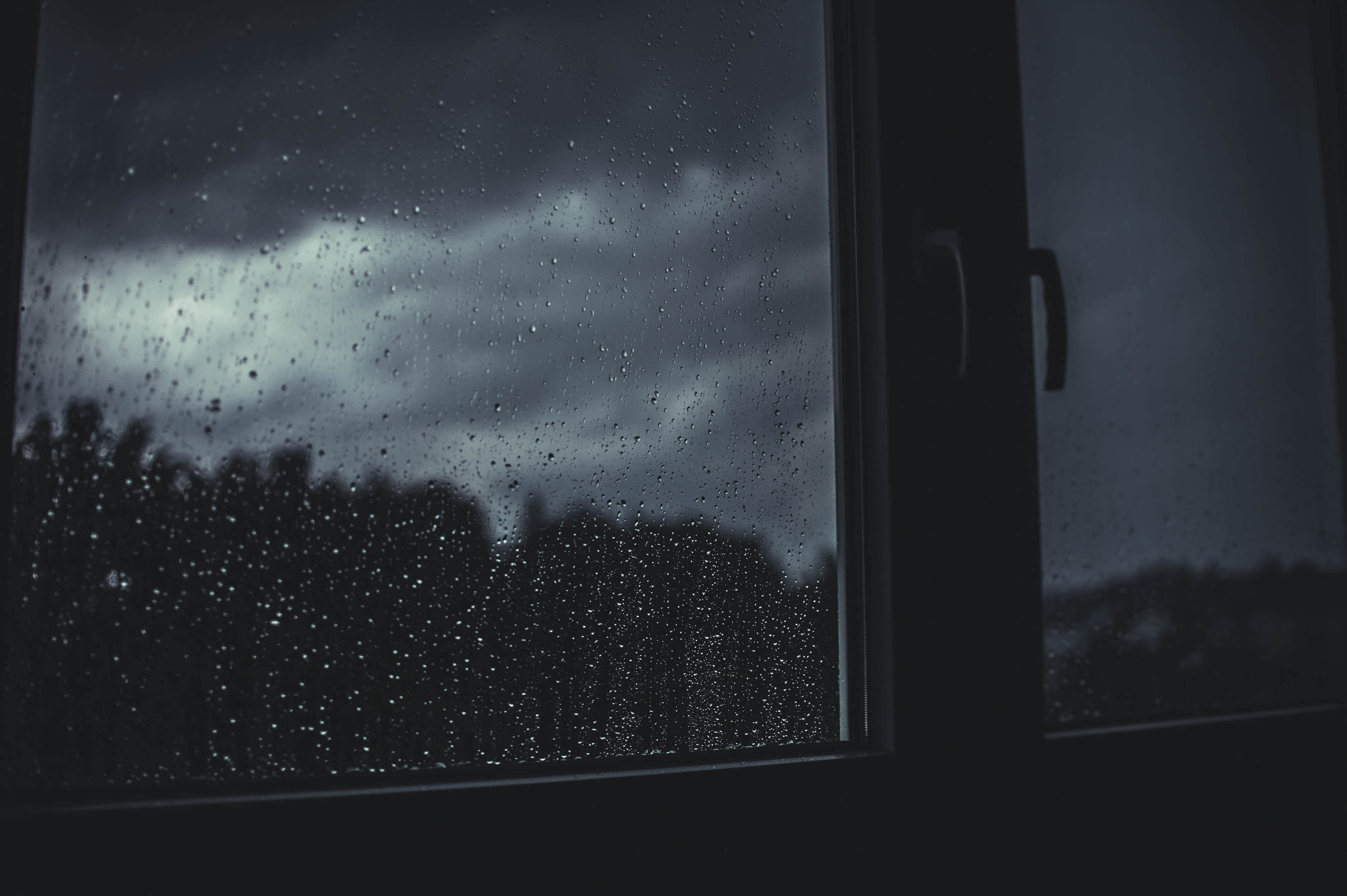 raindrops on a patio window