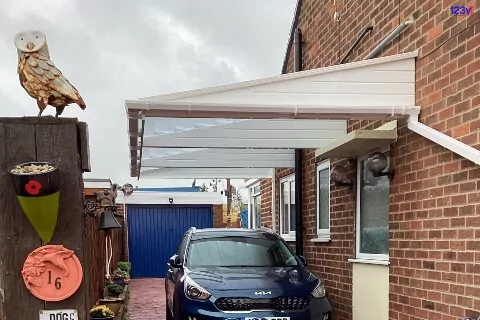 Cantilever Car Canopy in white