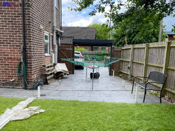 Before Installation of Freestanding Carport by 123v in Derbyshire England