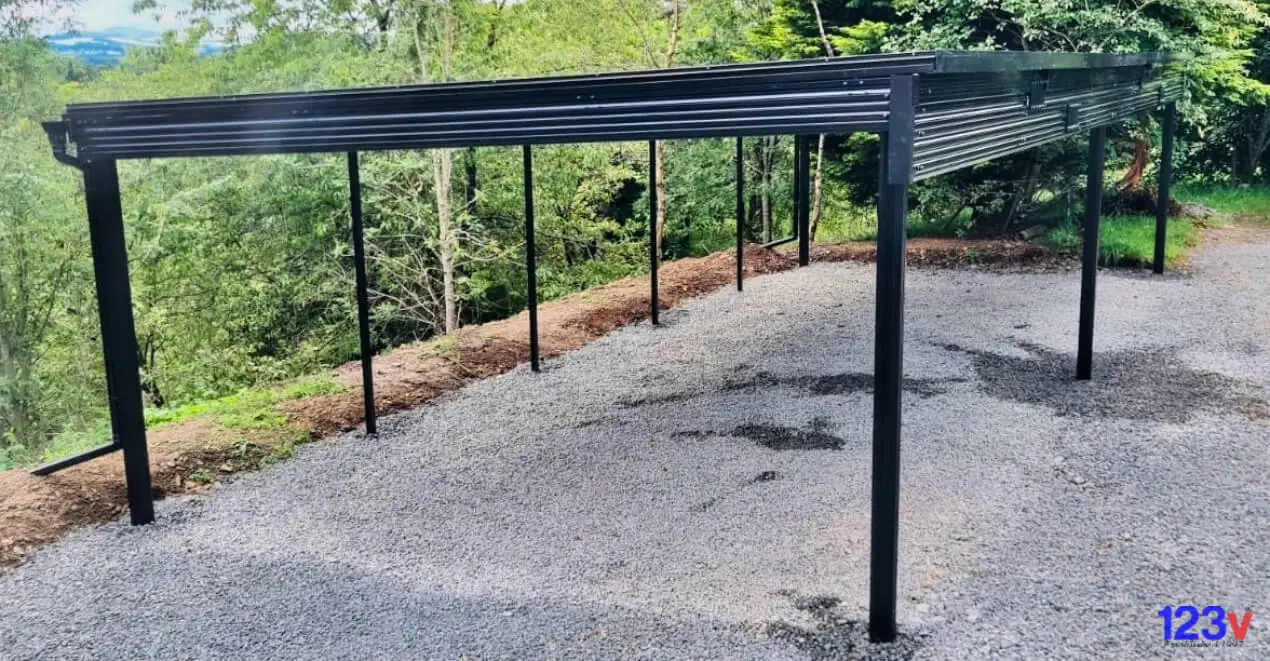 Large PV Solar Canopy Carport with intergrated bifacial solar panels