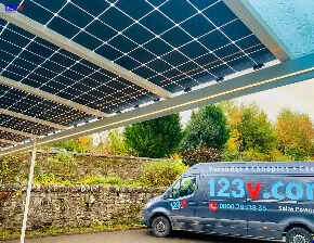 Solar Canopies by 123v from underneath with LED lights
